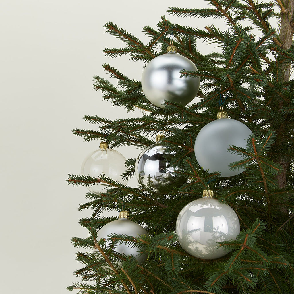 Small Glass Ornament Set - Silver
