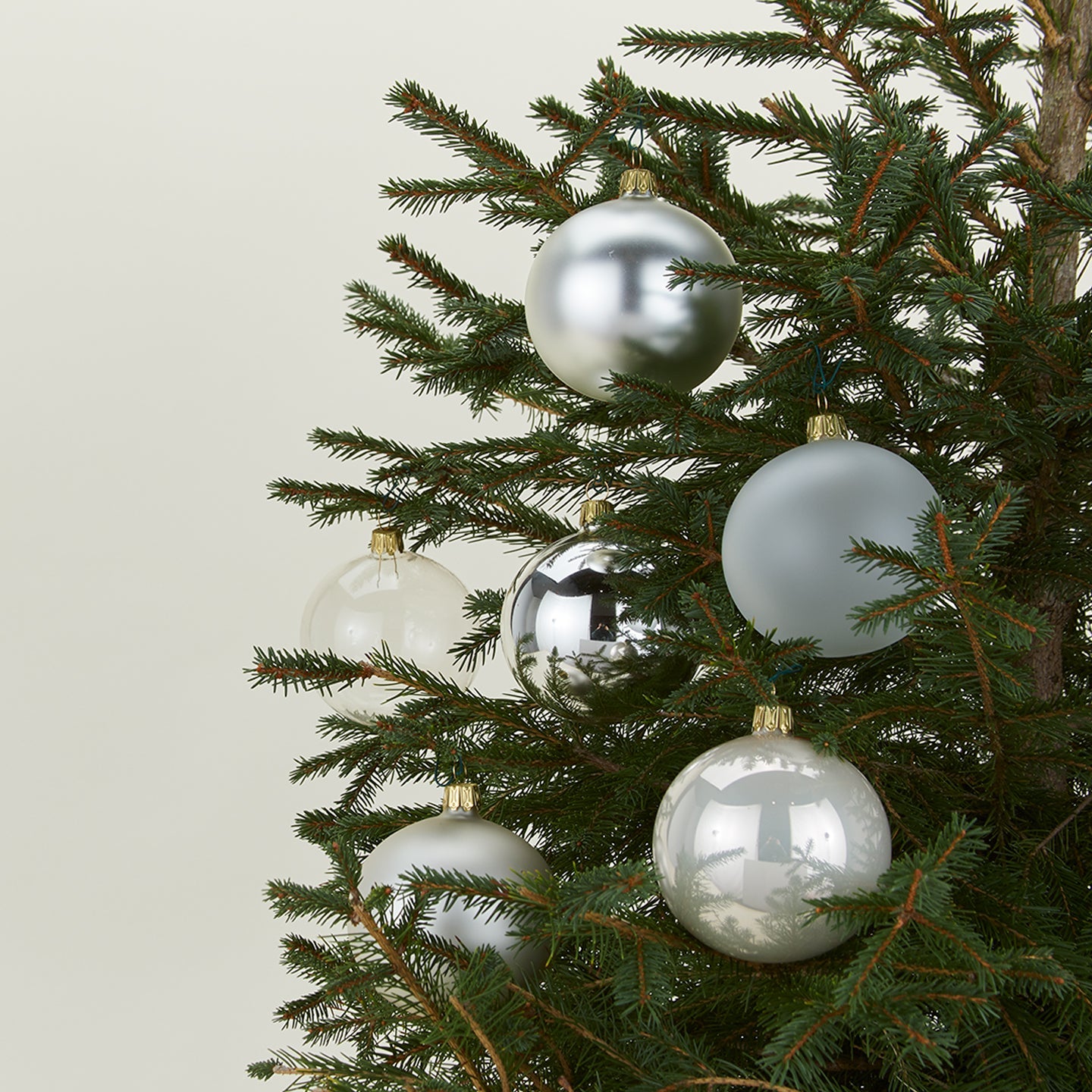Small Glass Ornament Set - Silver