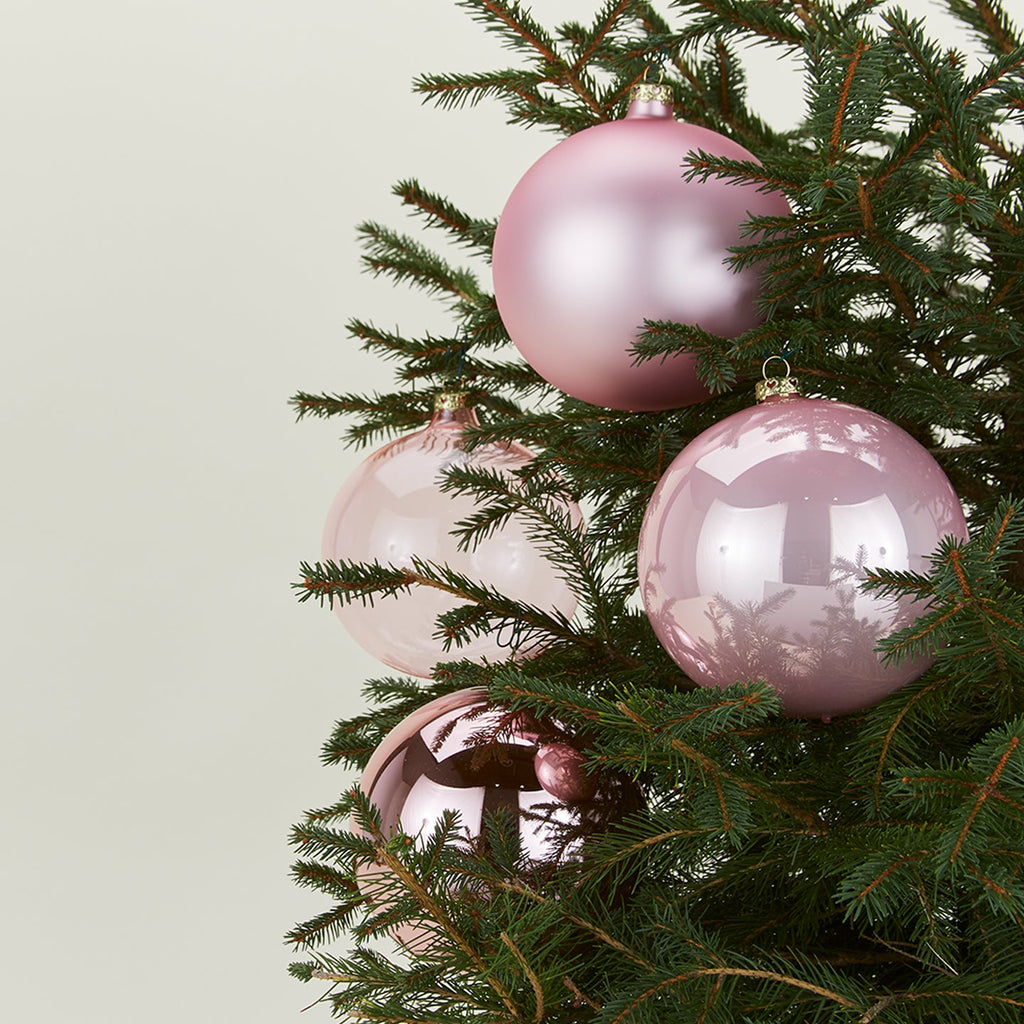 Large Glass Ornament Set - Pink