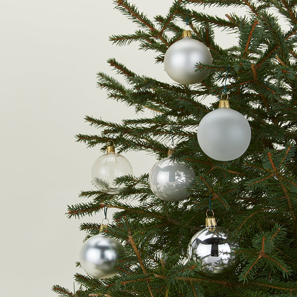 XS Glass Ornament Set - Silver