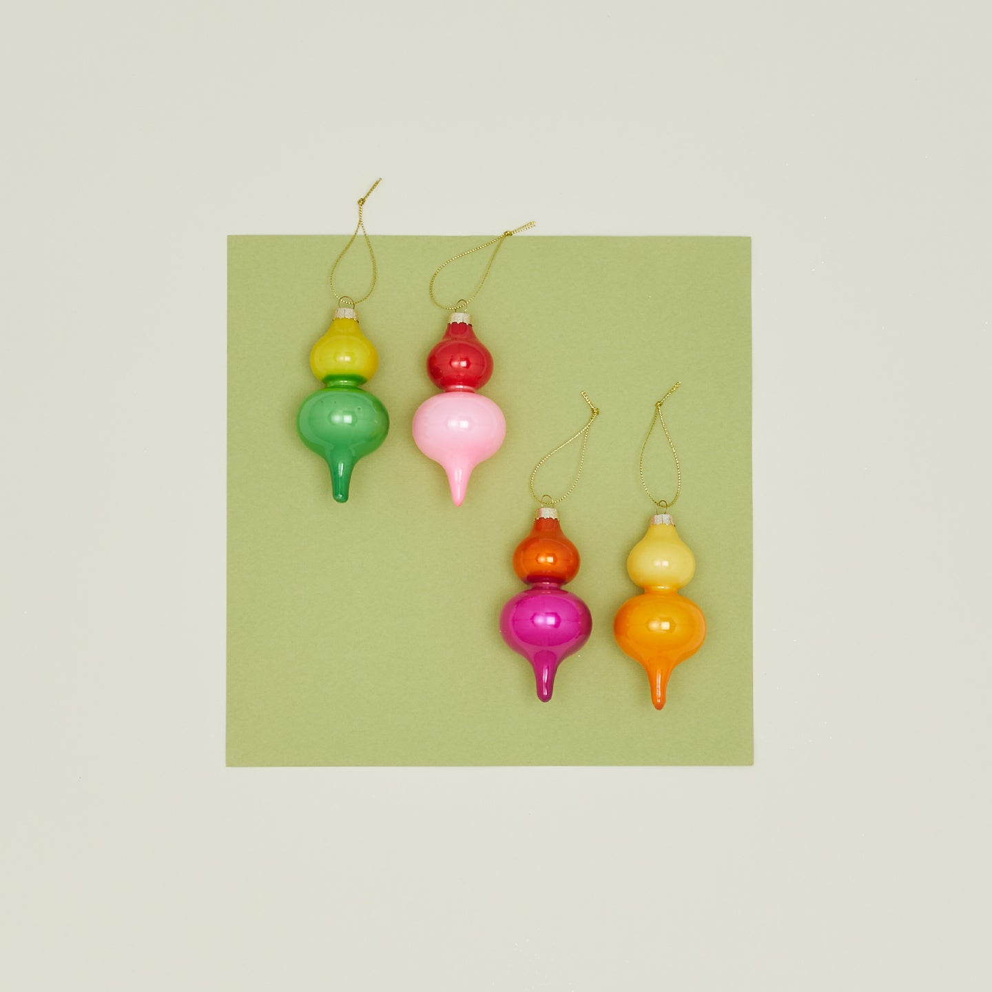 Color Block Spindle Ornament, Set of 4