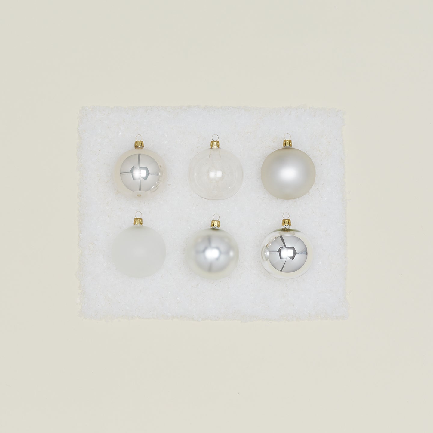 Small Glass Ornament Set - Silver
