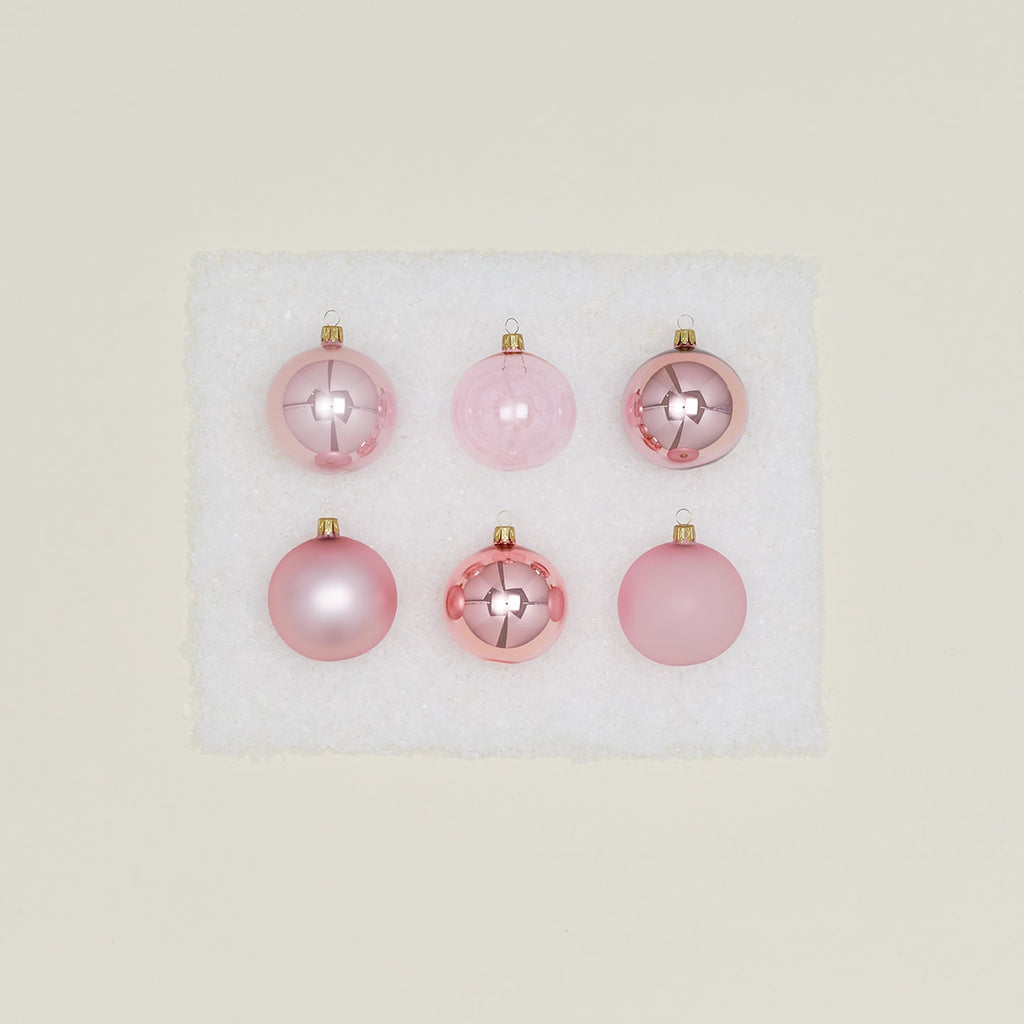 Small Glass Ornament Set - Pink