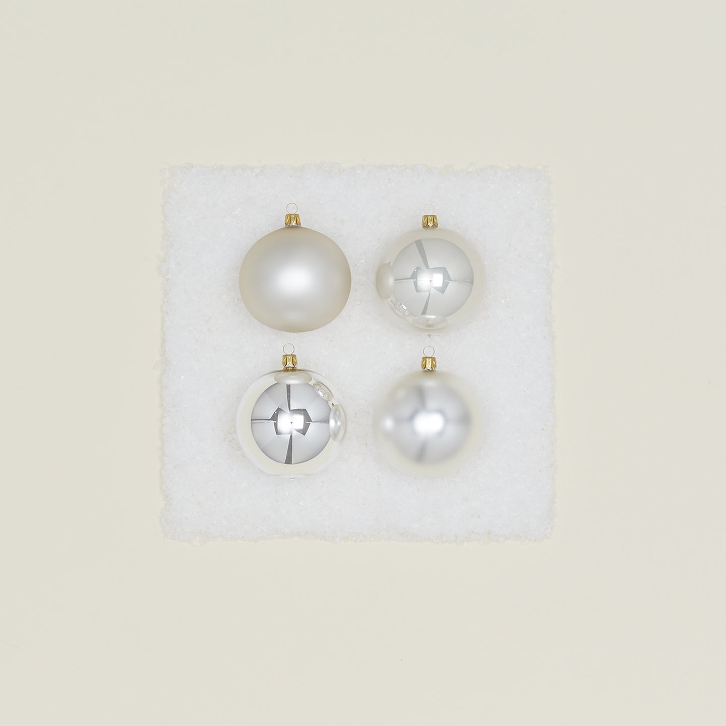 Medium Glass Ornament Set - Silver