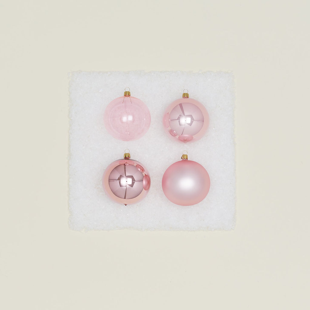 Medium Glass Ornament Set - Pink