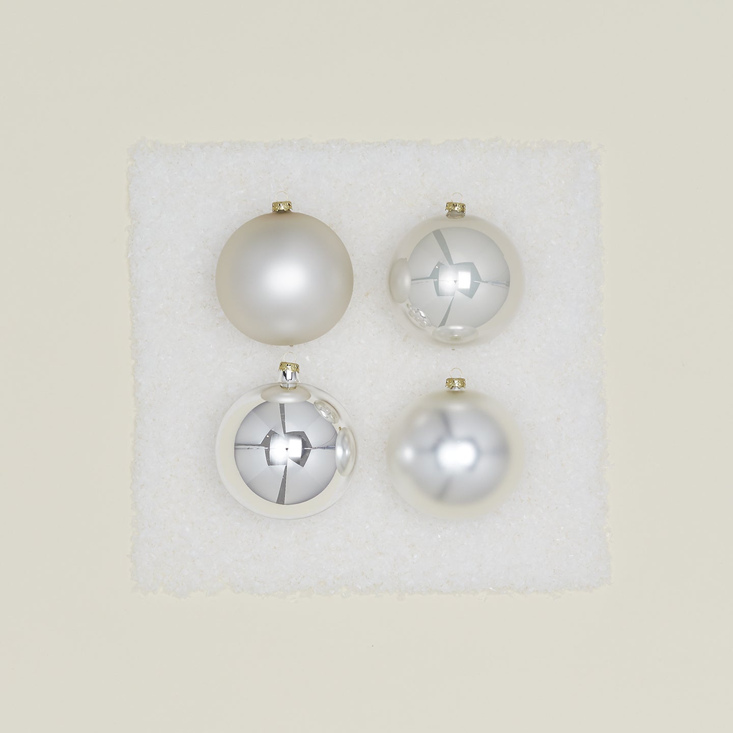 Large Glass Ornament Set - Silver