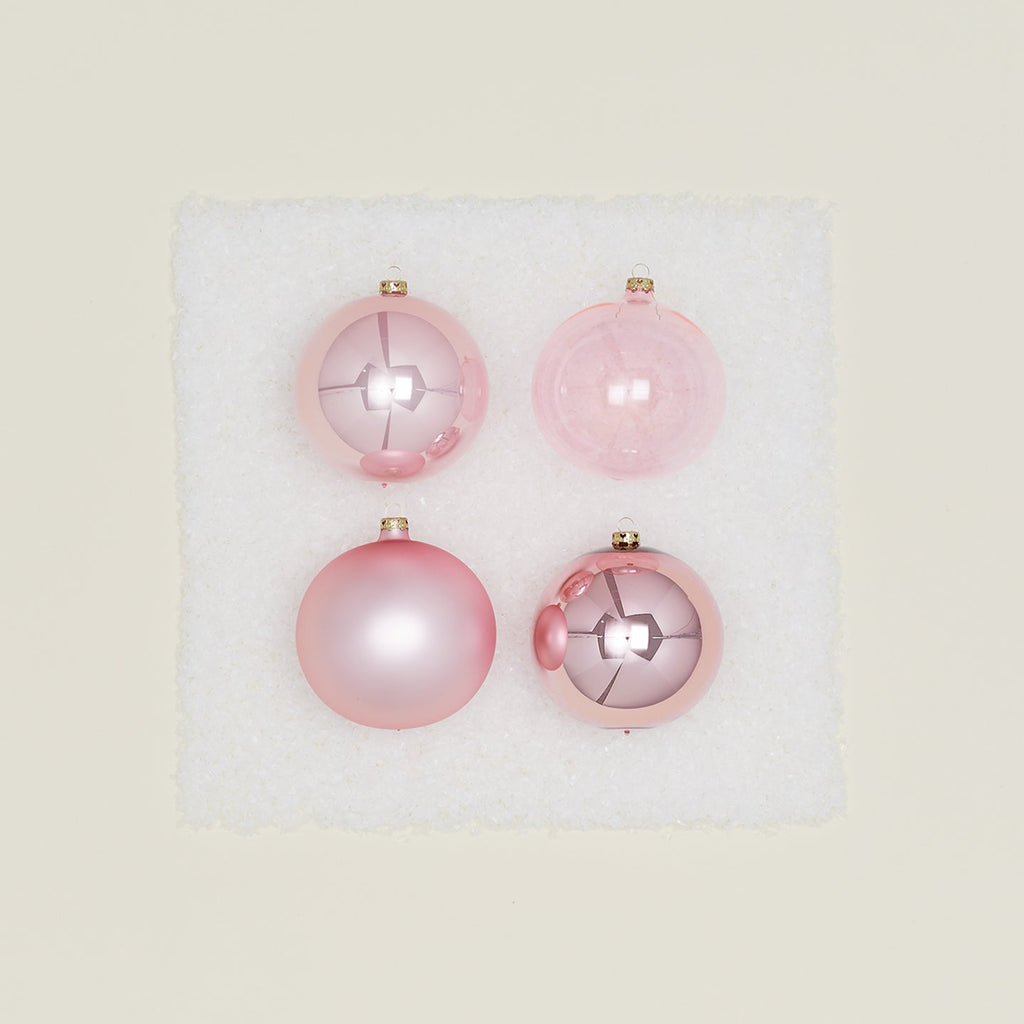 Large Glass Ornament Set - Pink