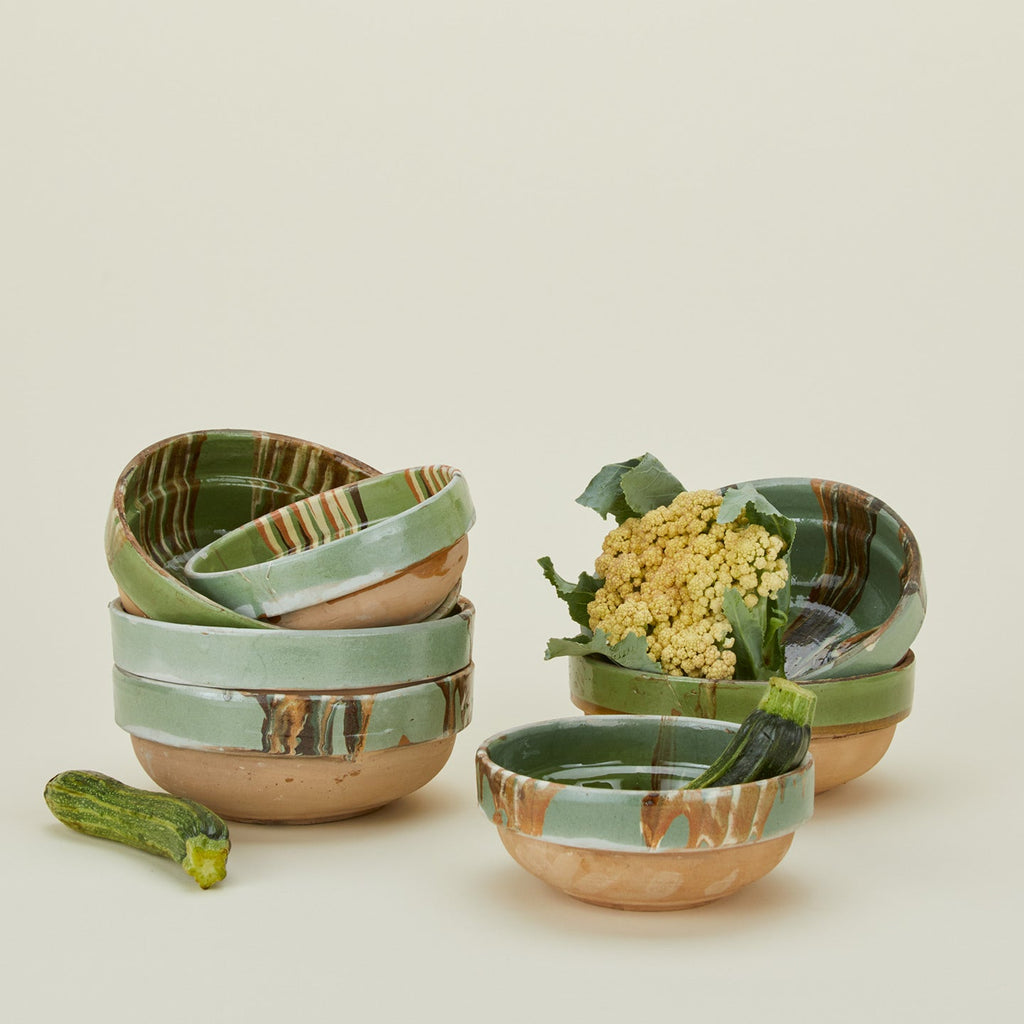 Marbleized Green Glazed Bowl