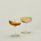 Hand Blown Coupe, Set of 2 - Blush/Amber