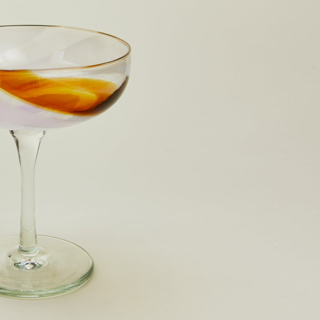 Hand Blown Coupe, Set of 2 - Blush/Amber