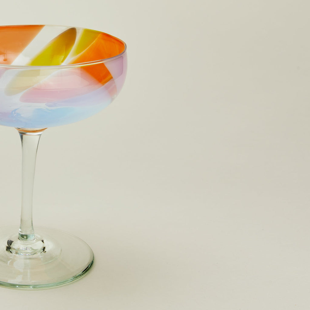 Hand Blown Coupe, Set of 2 - Multicolor