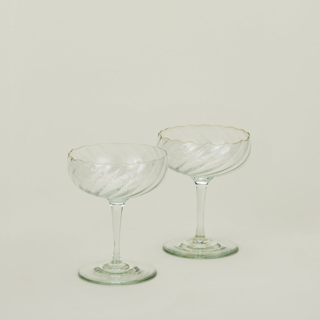 Hand Blown Coupe, Set of 2 - Optic