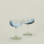 Hand Blown Coupe, Set of 2 - Peacock/Sky