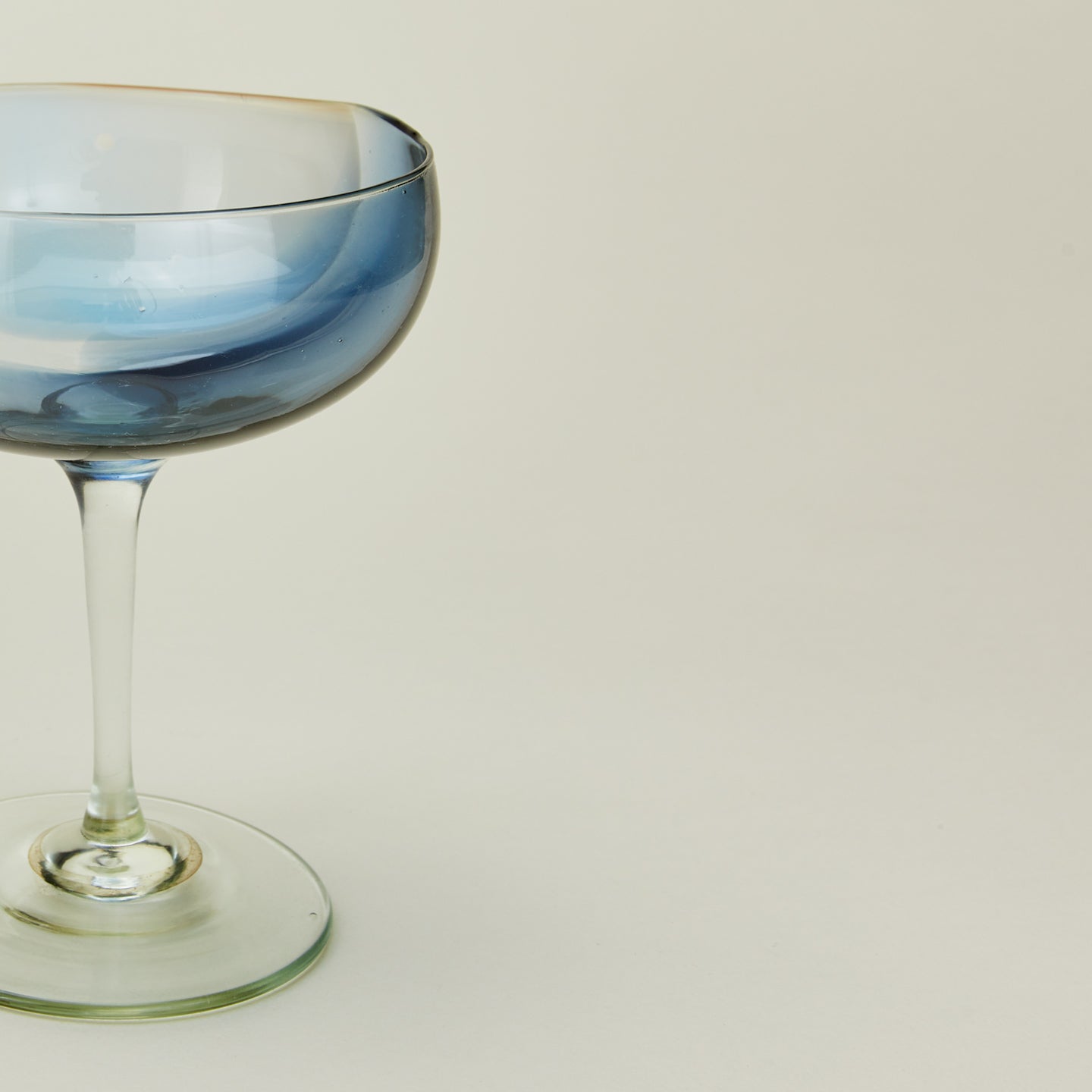 Hand Blown Coupe, Set of 2 - Peacock/Sky