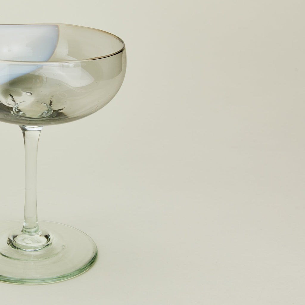 Hand Blown Coupe, Set of 2 - White/Grey