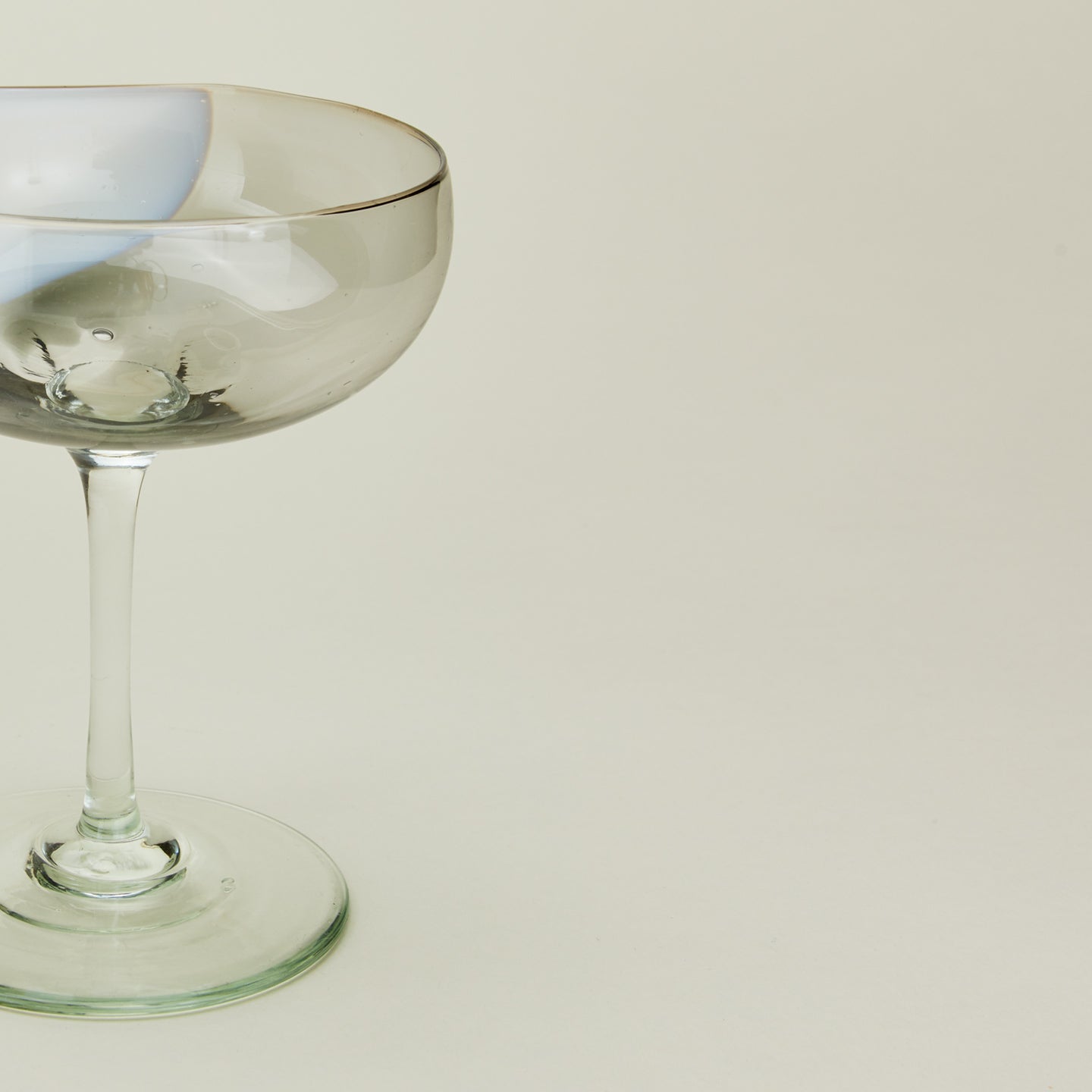 Hand Blown Coupe, Set of 2 - White/Grey