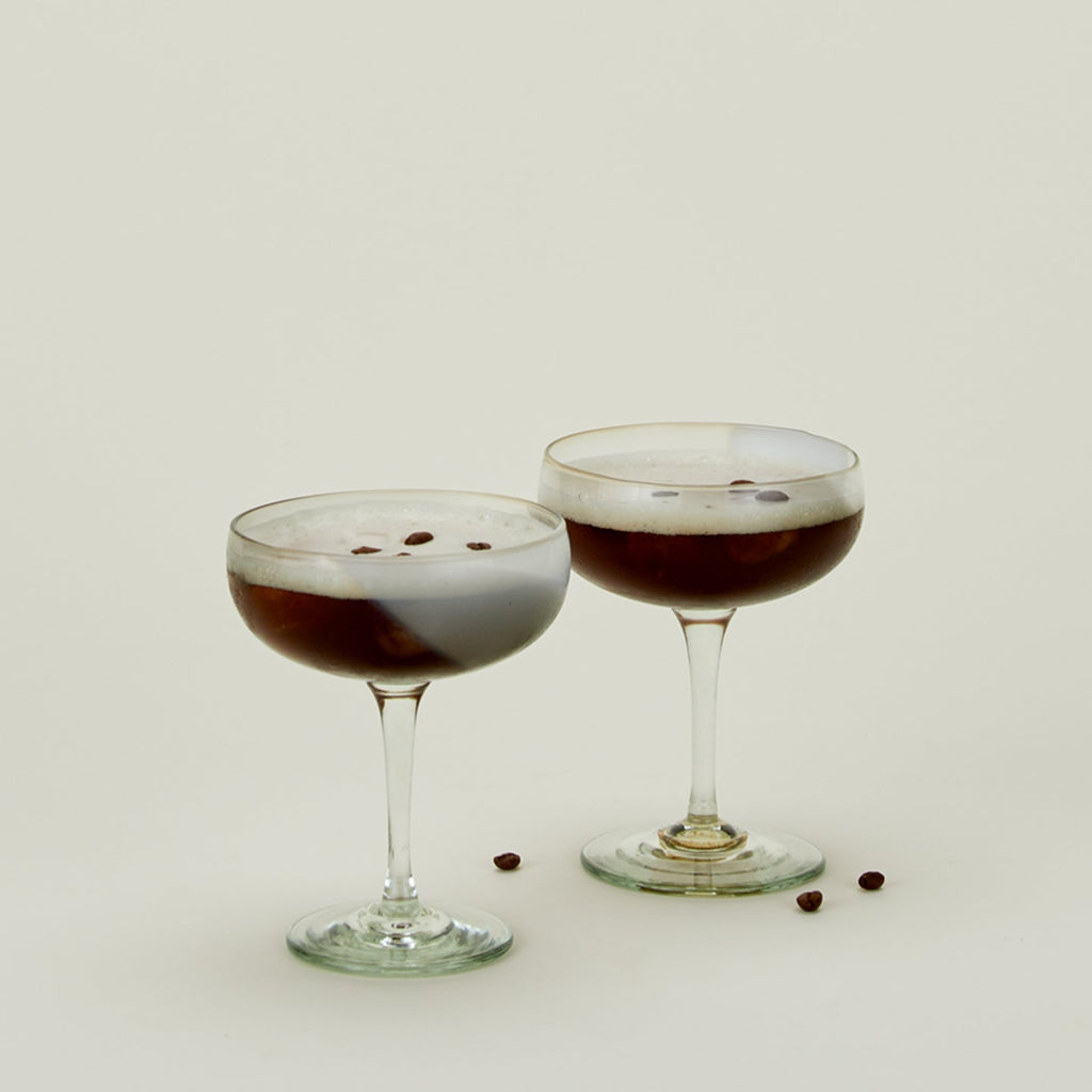 Hand Blown Coupe, Set of 2 - White/Grey