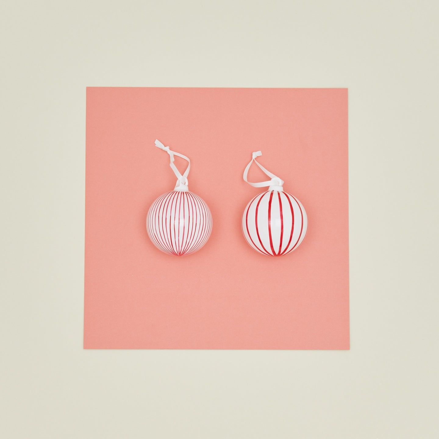 Large Candy Striped Bauble, Set of 2