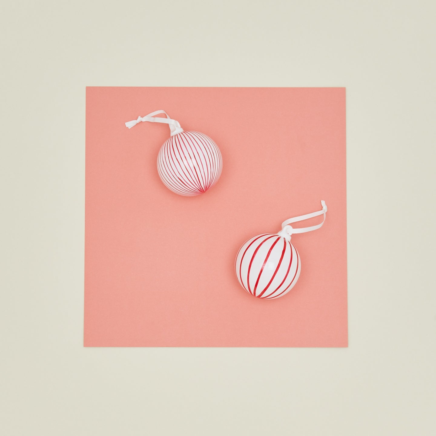 Large Candy Striped Bauble, Set of 2