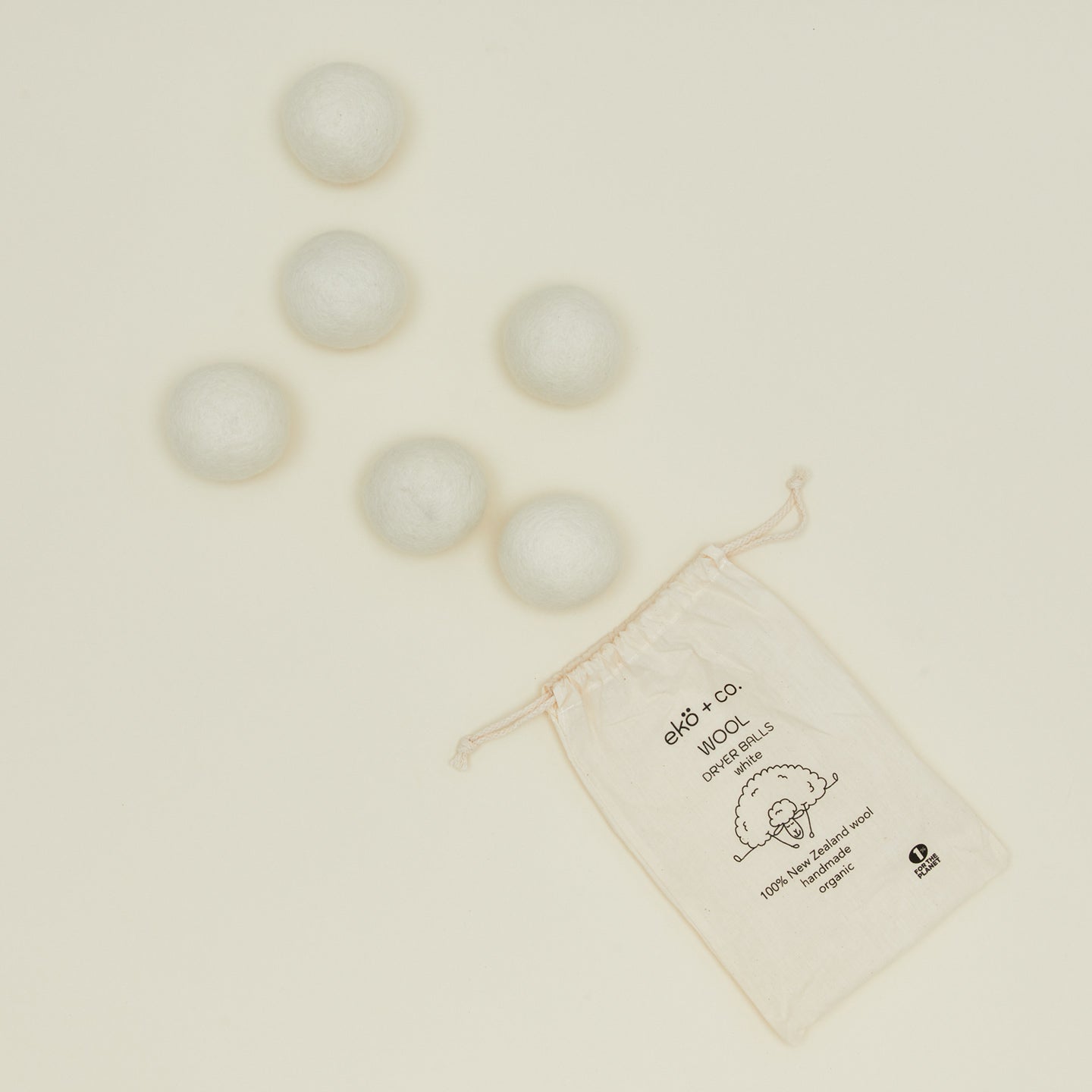 Organic Wool Dryer Balls, Set of 6