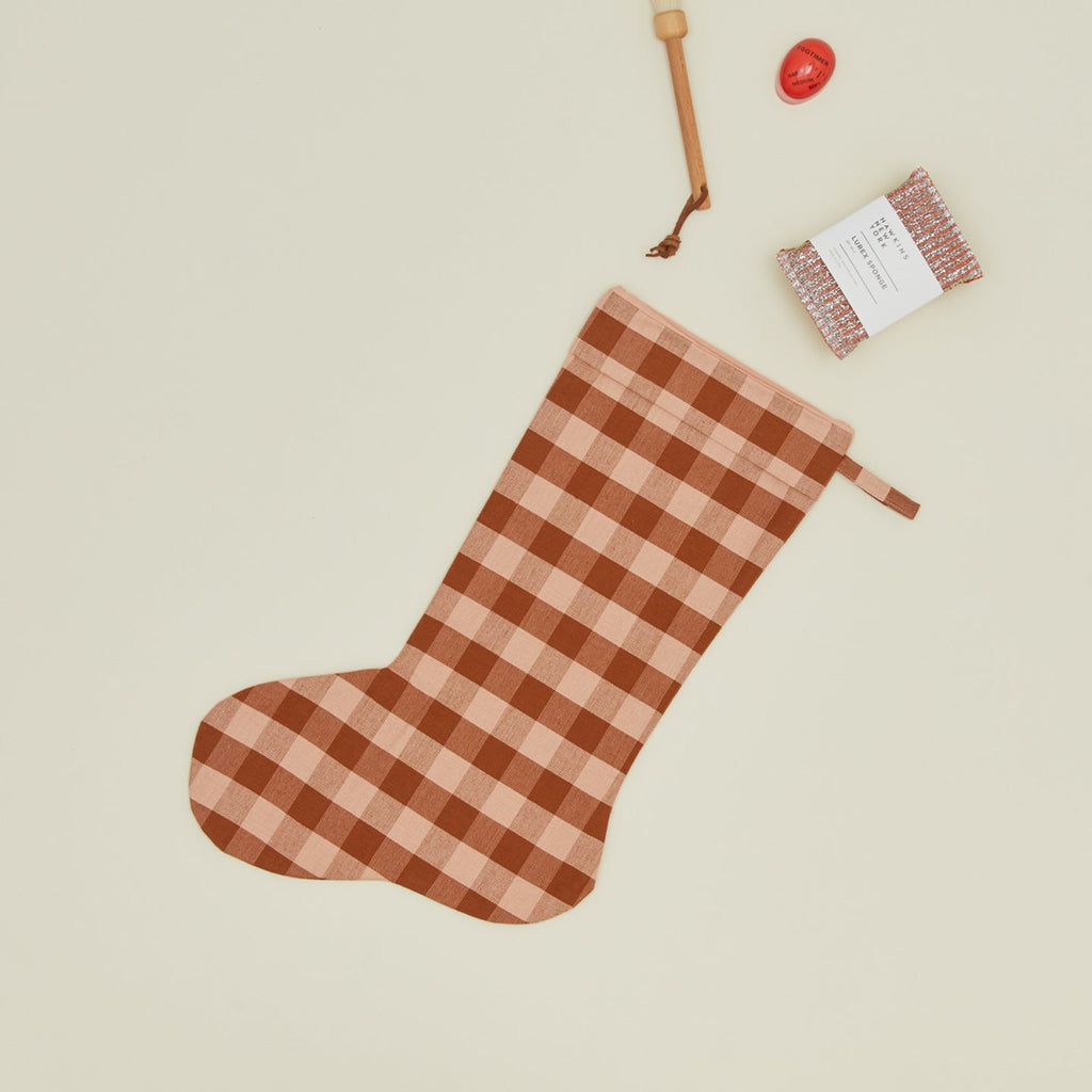 Essential Gingham Stocking - Blush/Terracotta