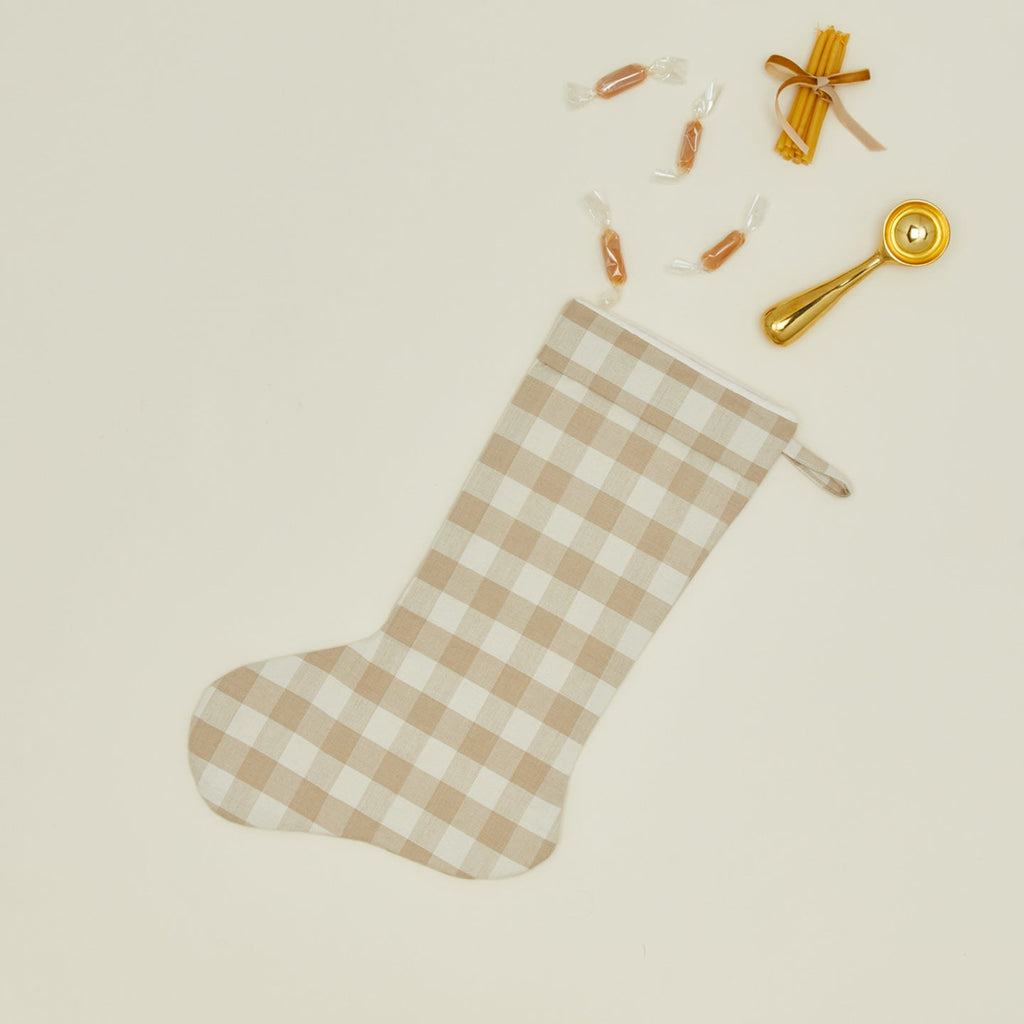 Essential Gingham Stocking - Ivory/Flax
