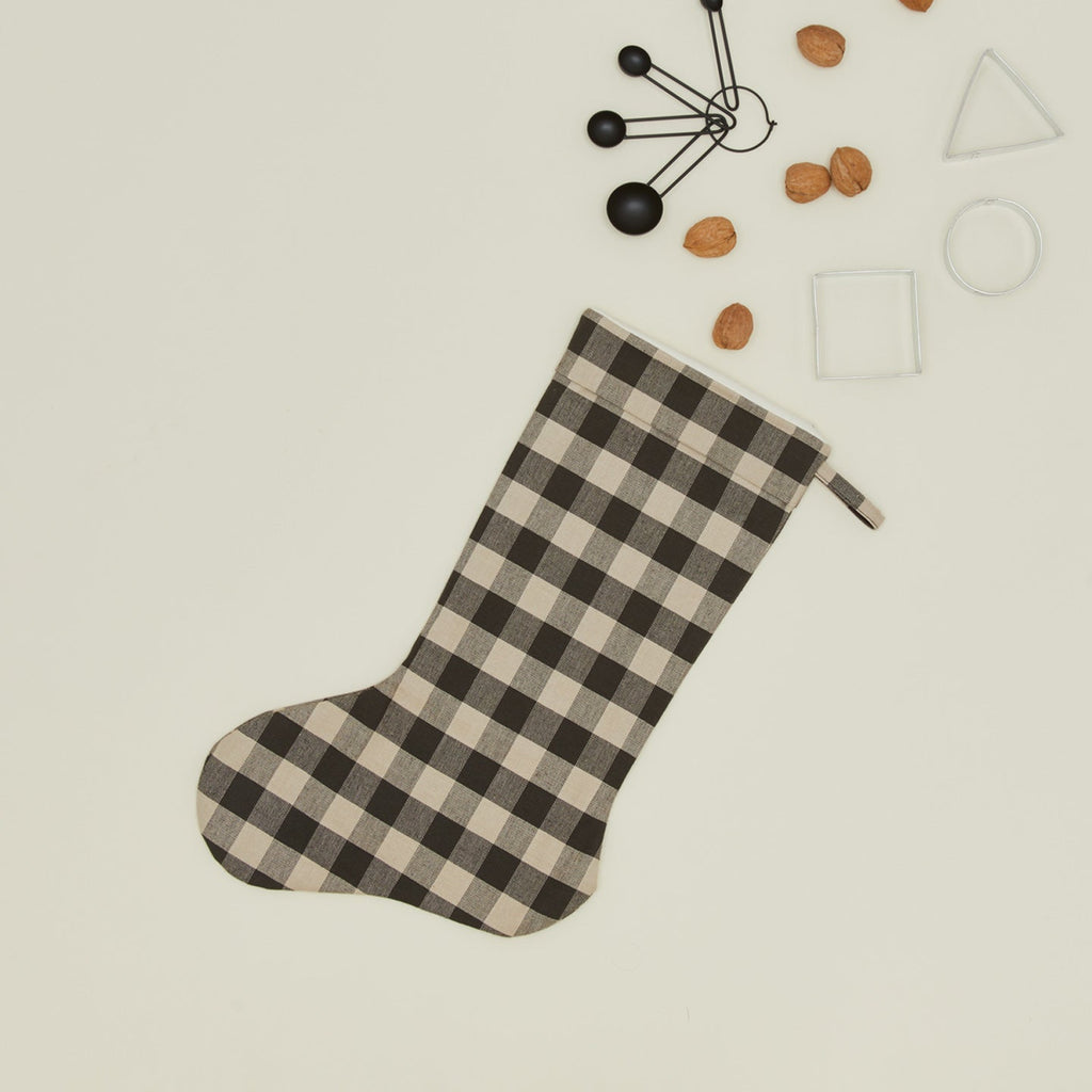 Essential Gingham Stocking - Light Grey/ Black