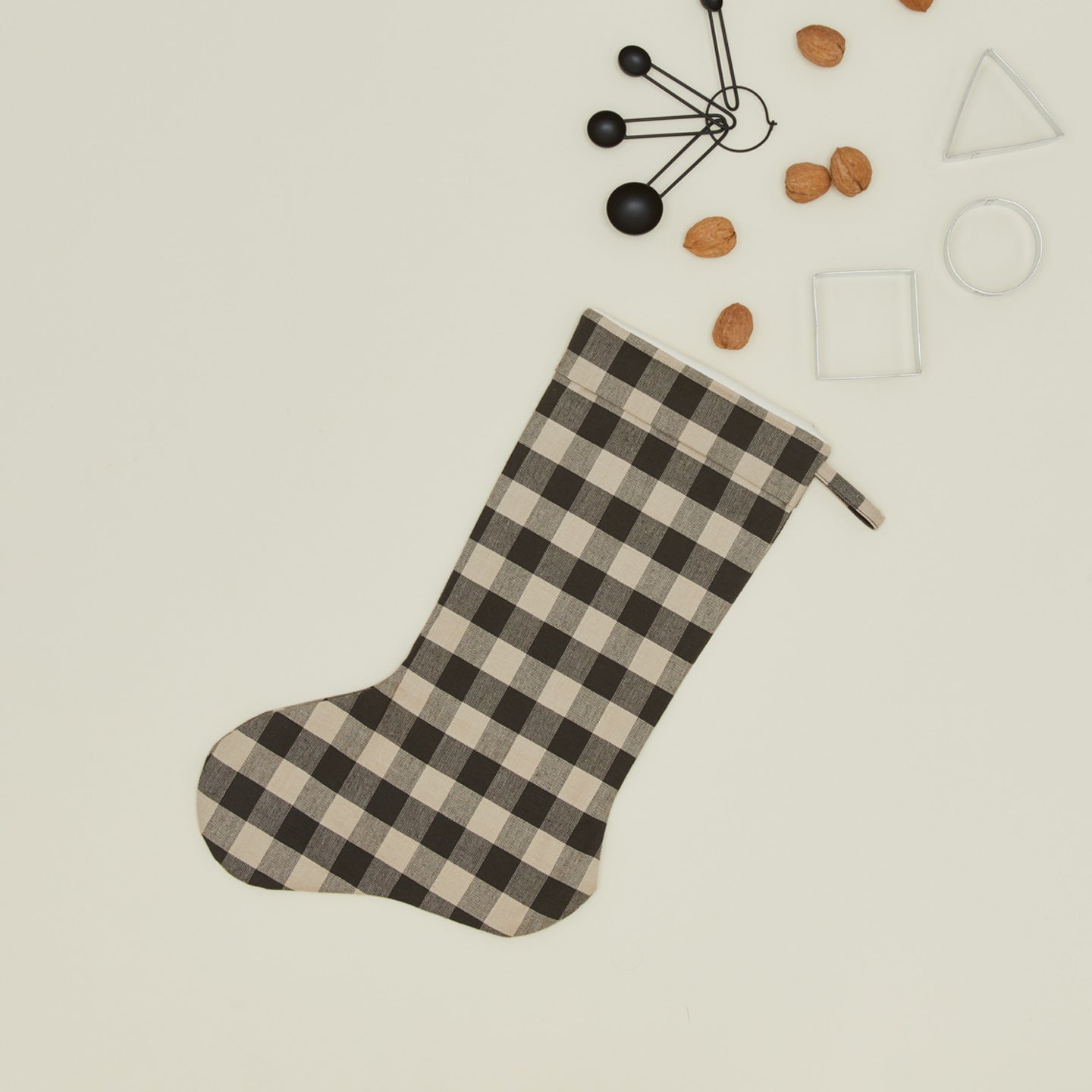 Essential Gingham Stocking - Light Grey/ Black
