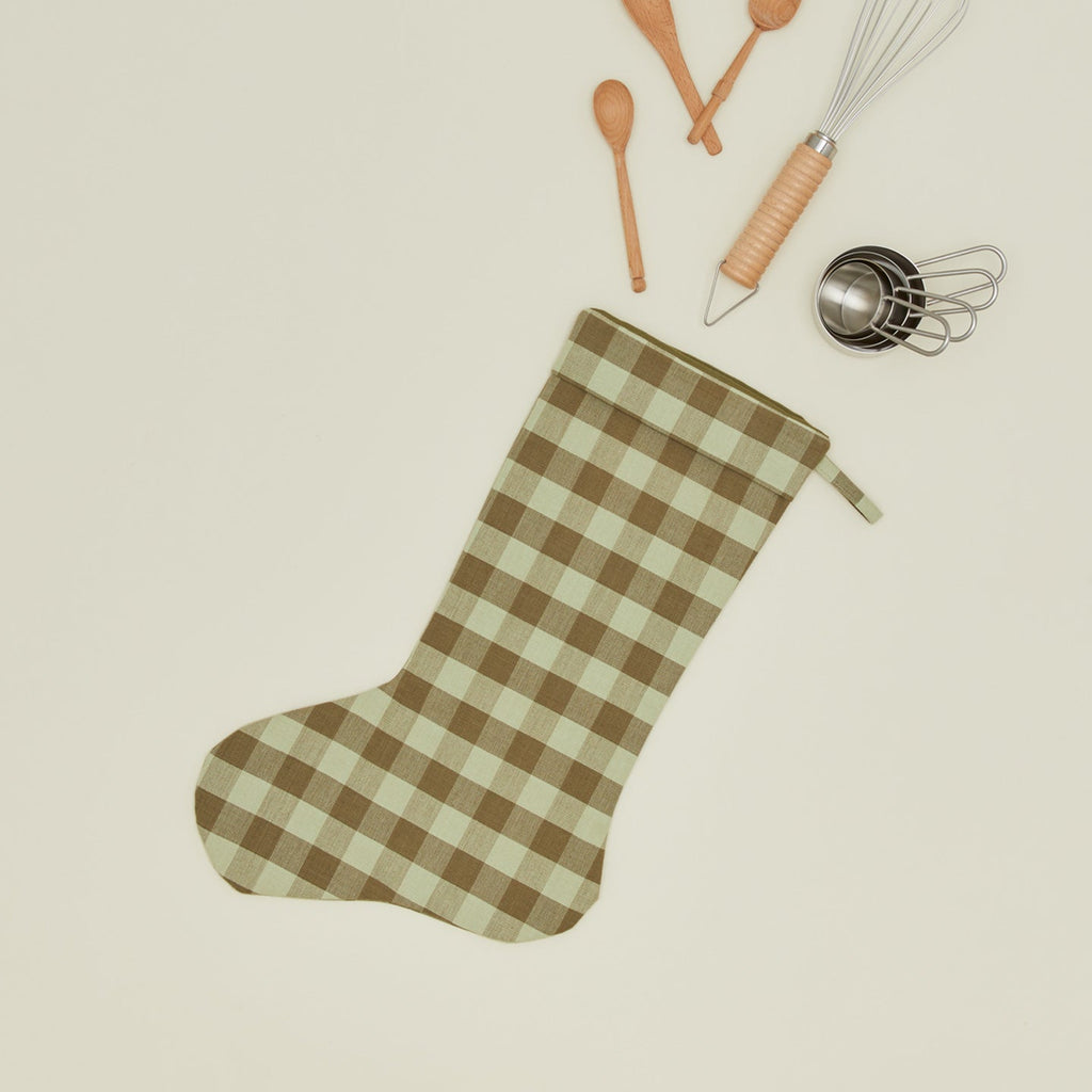 Essential Gingham Stocking - Sage/Olive