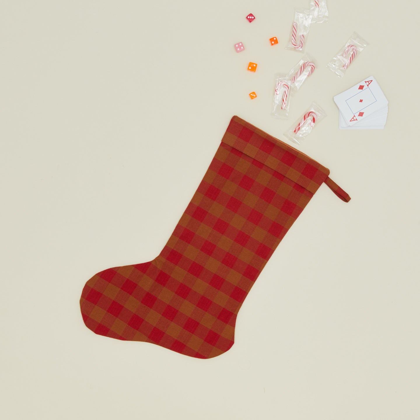 Essential Gingham Stocking - Red/Terracotta