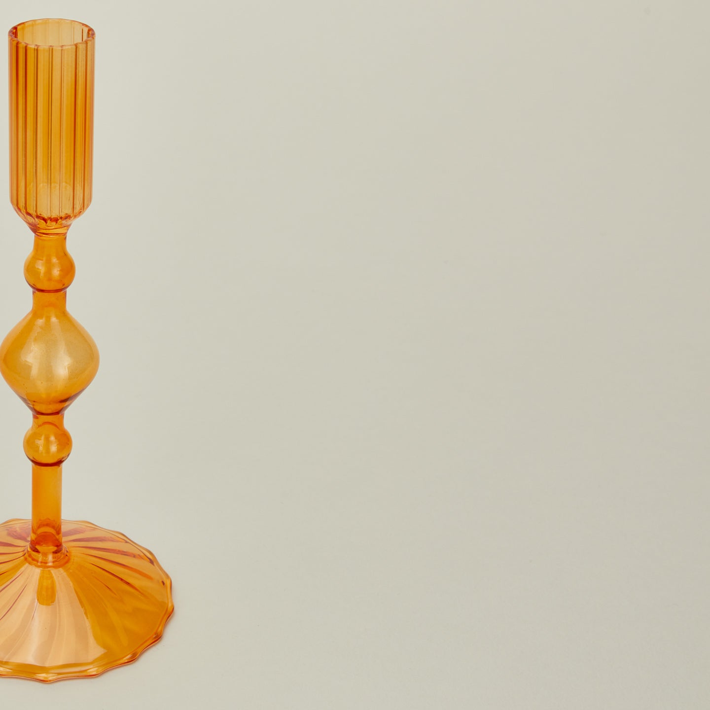 Pleated Candle Holder, Set of 2 - Orange