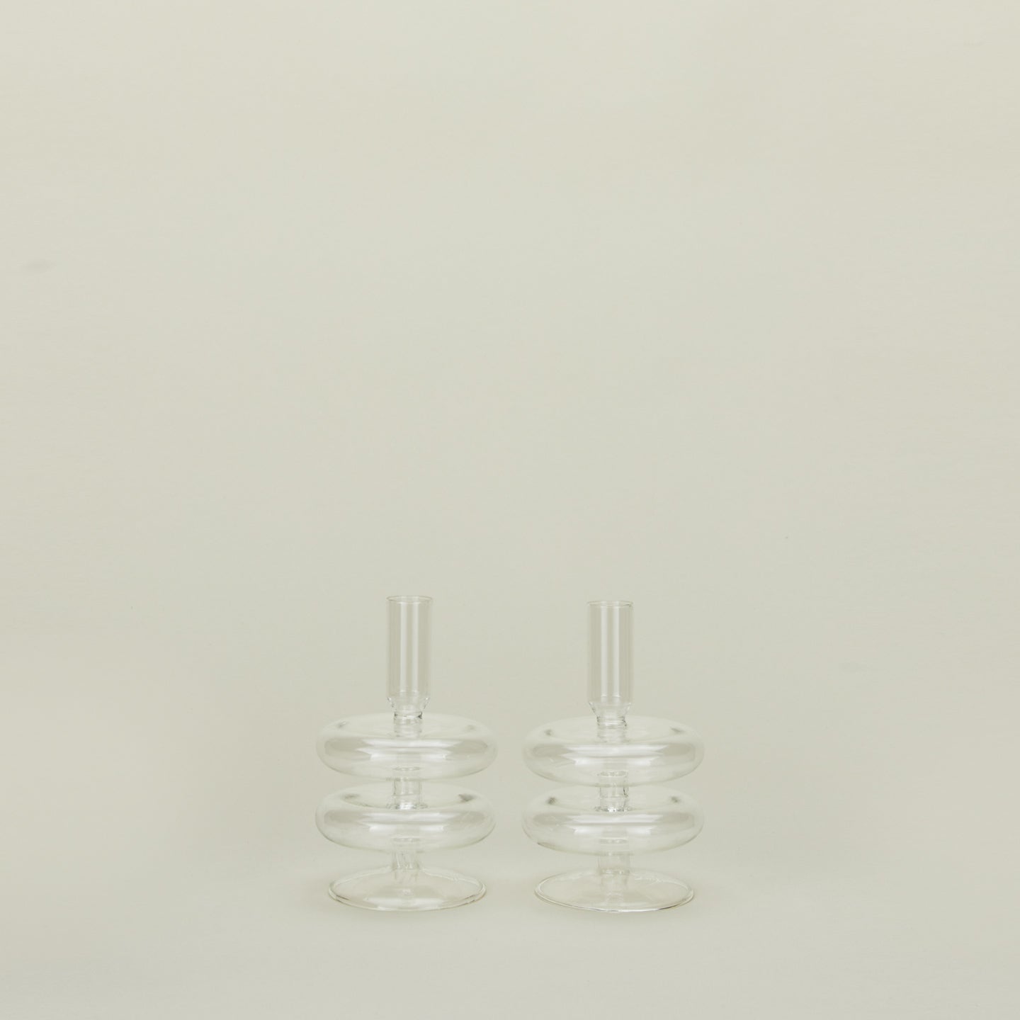 Disk Candle Holder, Set of 2 - Clear