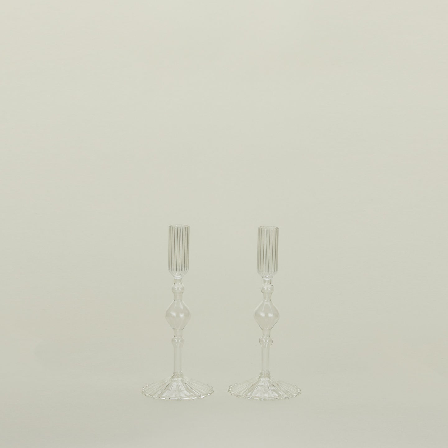Pleated Candle Holder, Set of 2 - Clear