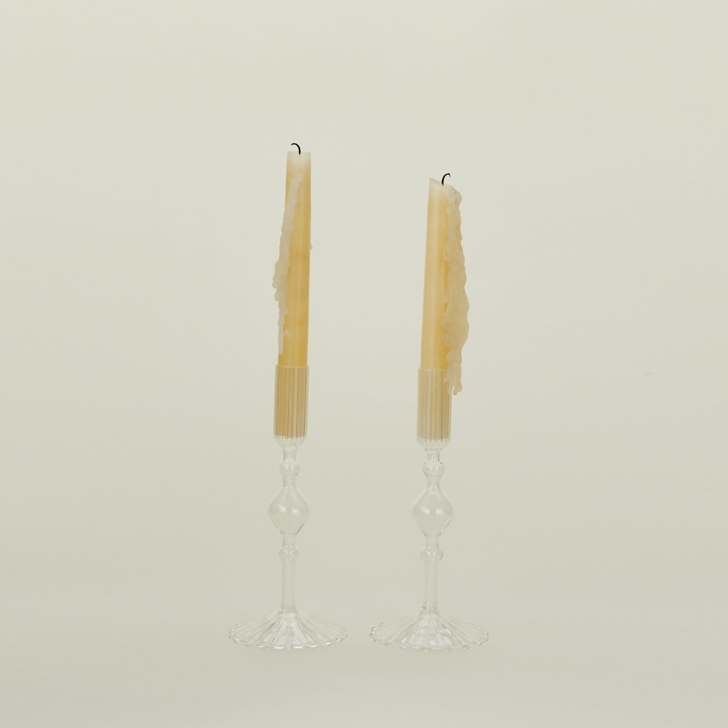 Pleated Candle Holder, Set of 2 - Clear