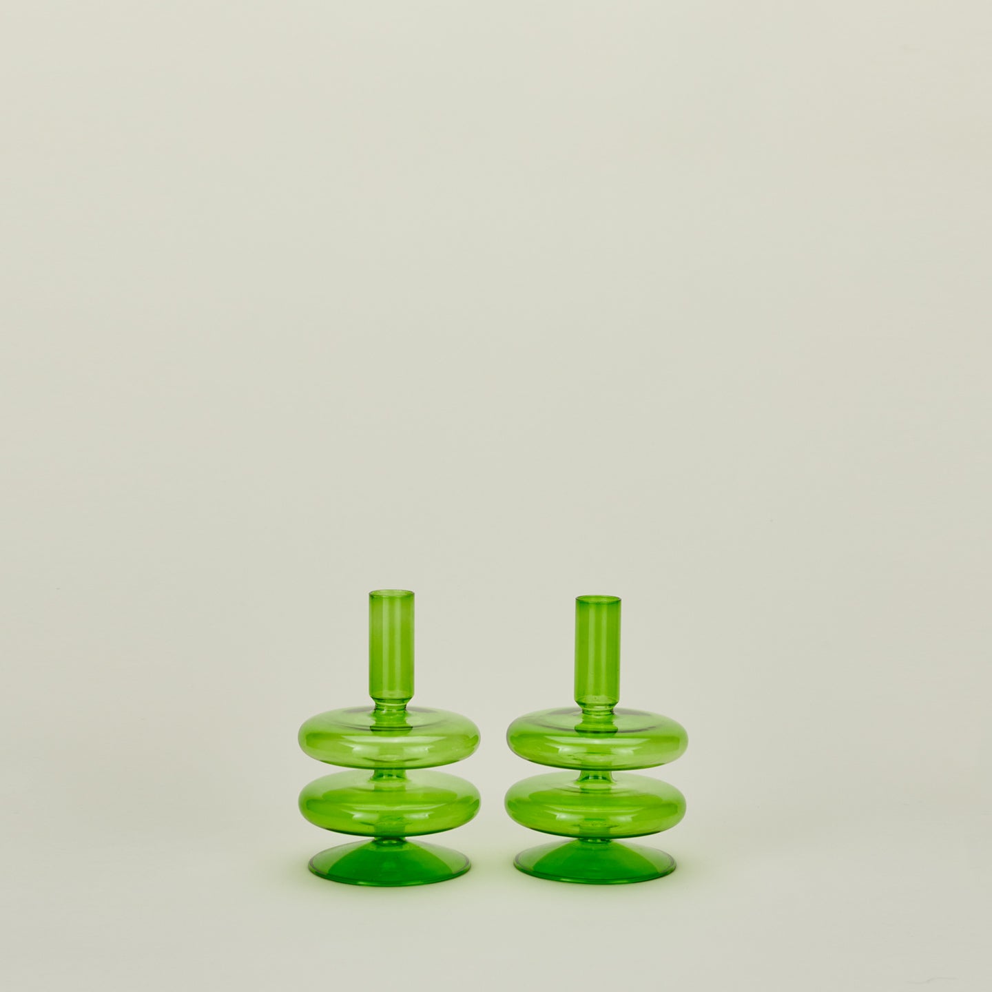 Disk Candle Holder, Set of 2 - Green