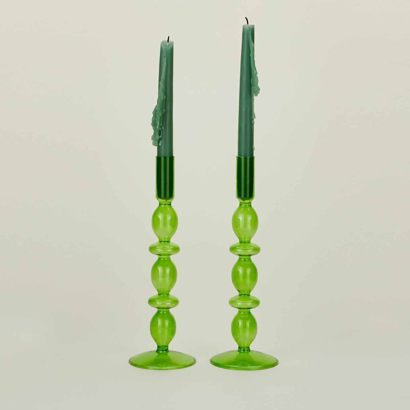 Bubble Candle Holder, Set of 2 - Green