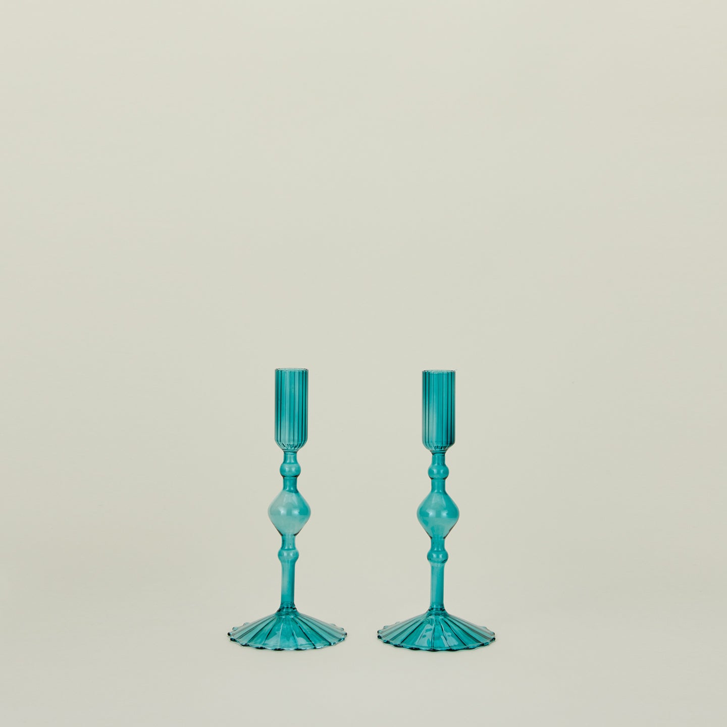 Pleated Candle Holder, Set of 2 - Peacock