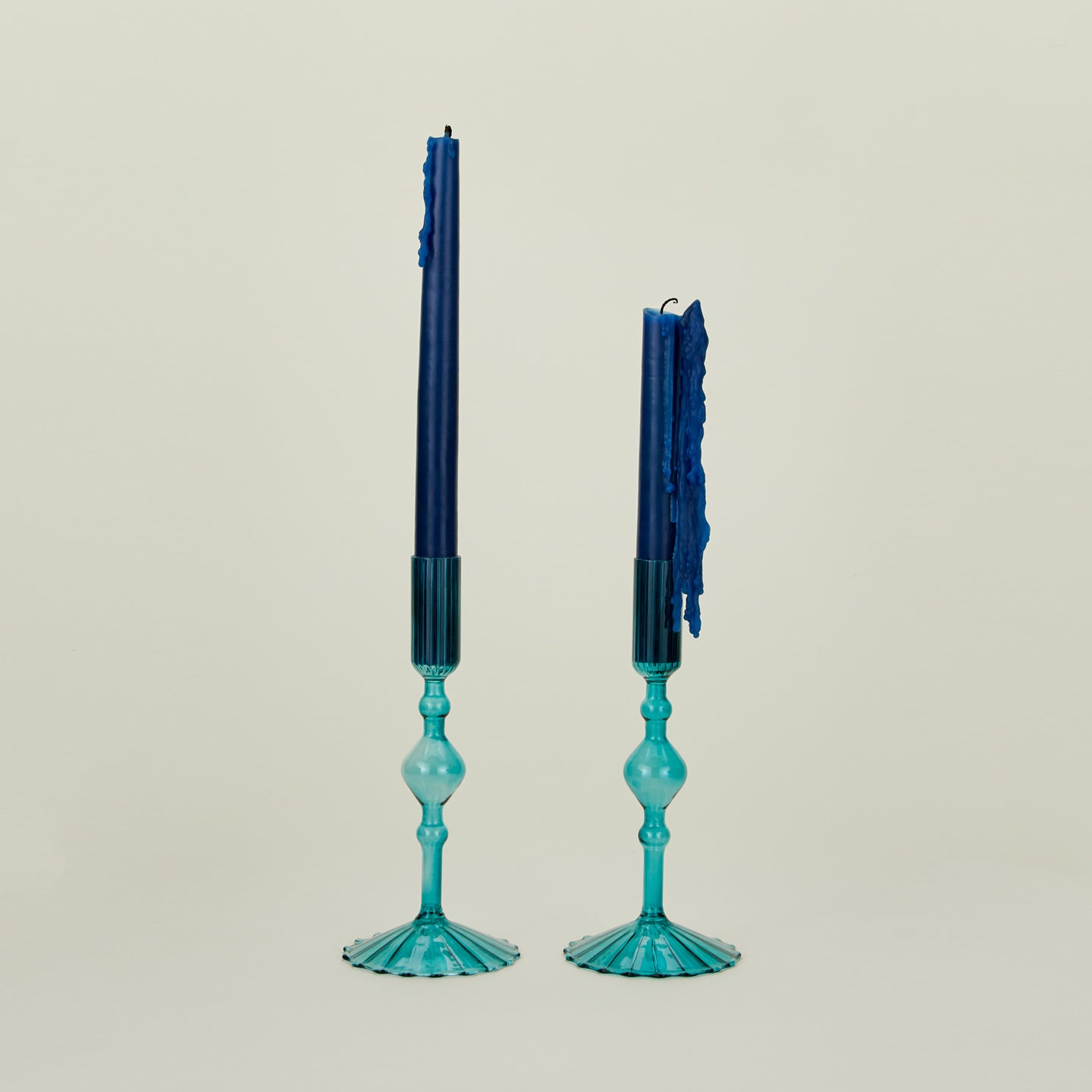 Pleated Candle Holder, Set of 2 - Peacock