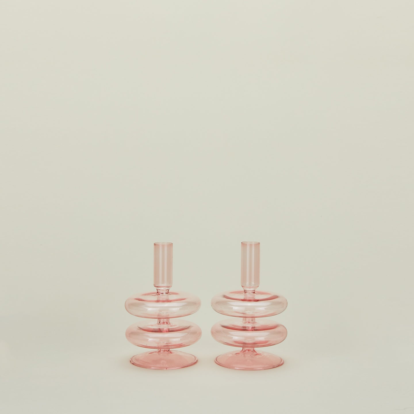 Disk Candle Holder, Set of 2 - Pink