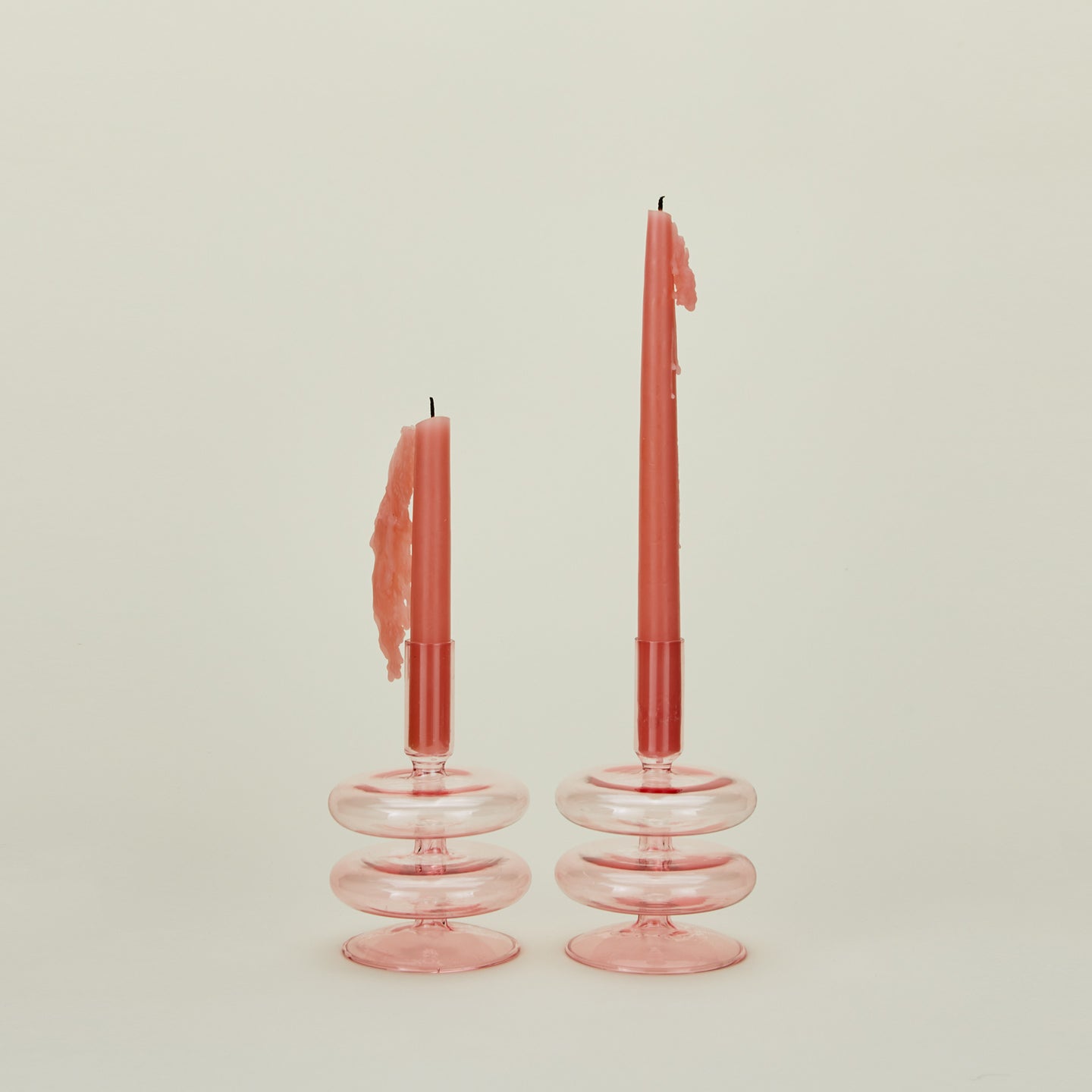 Disk Candle Holder, Set of 2 - Pink