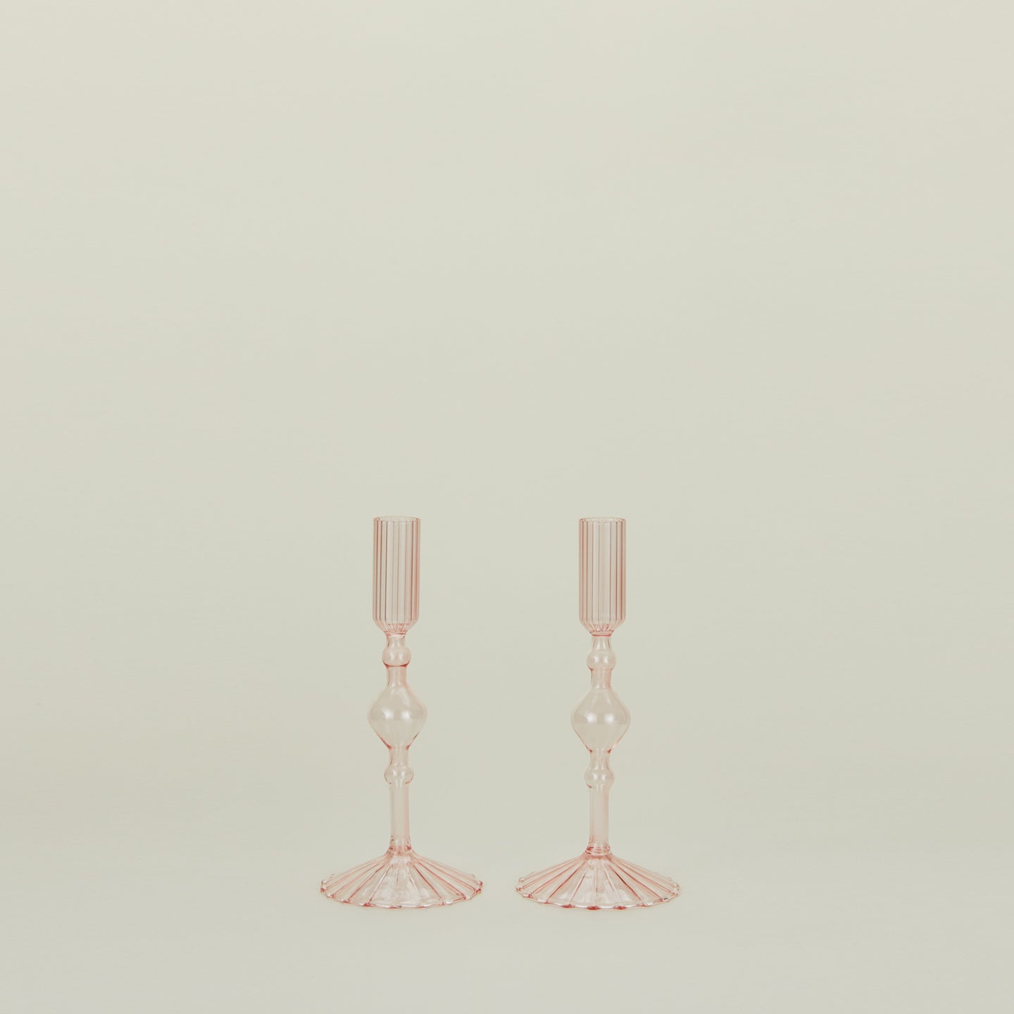 Pleated Candle Holder, Set of 2 - Pink