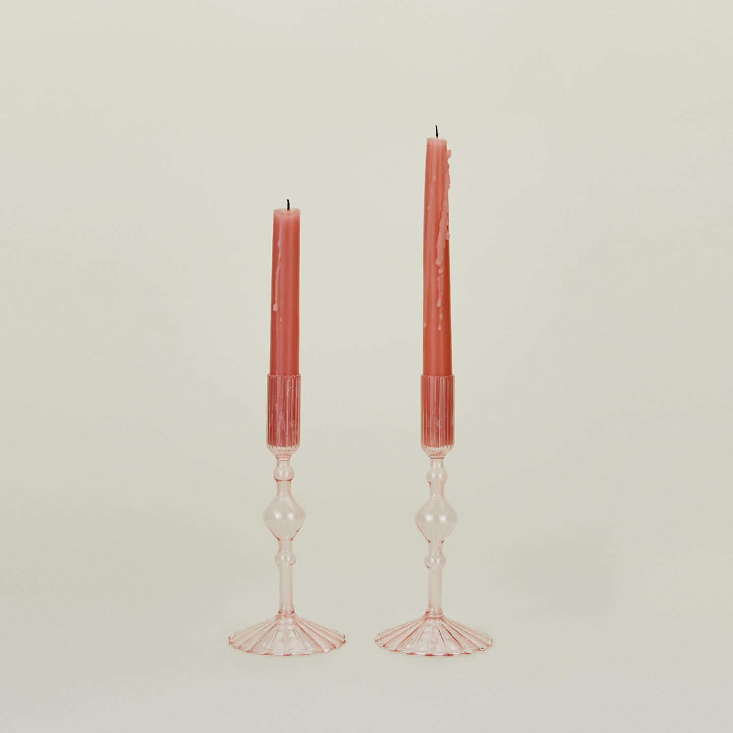 Pleated Candle Holder, Set of 2 - Pink