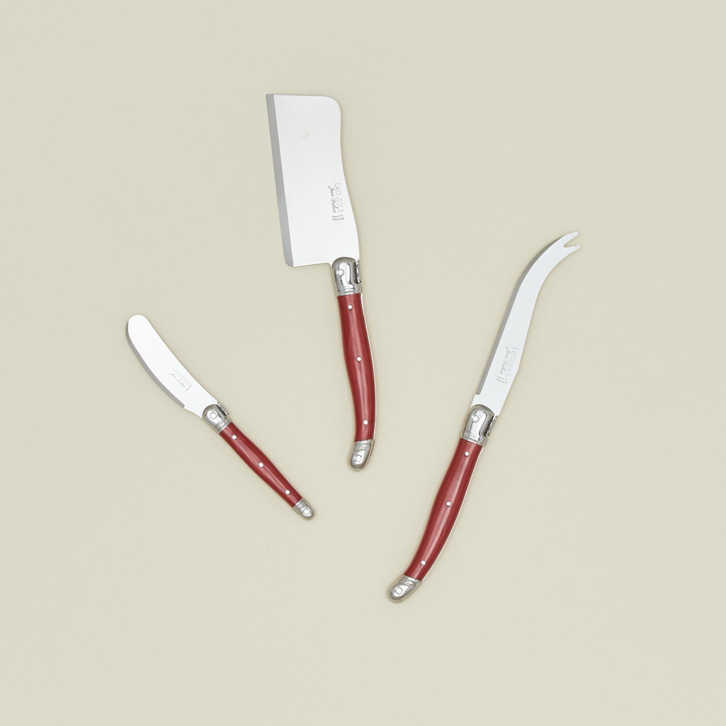 Jean Dubost Cheese Knives, Set of 3 - Red