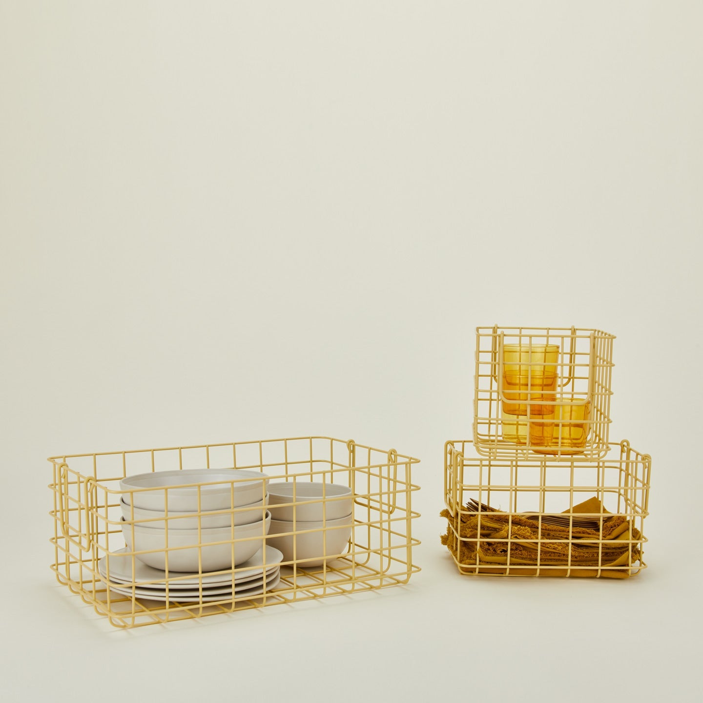 Grid Basket, Set of 3 - Butter