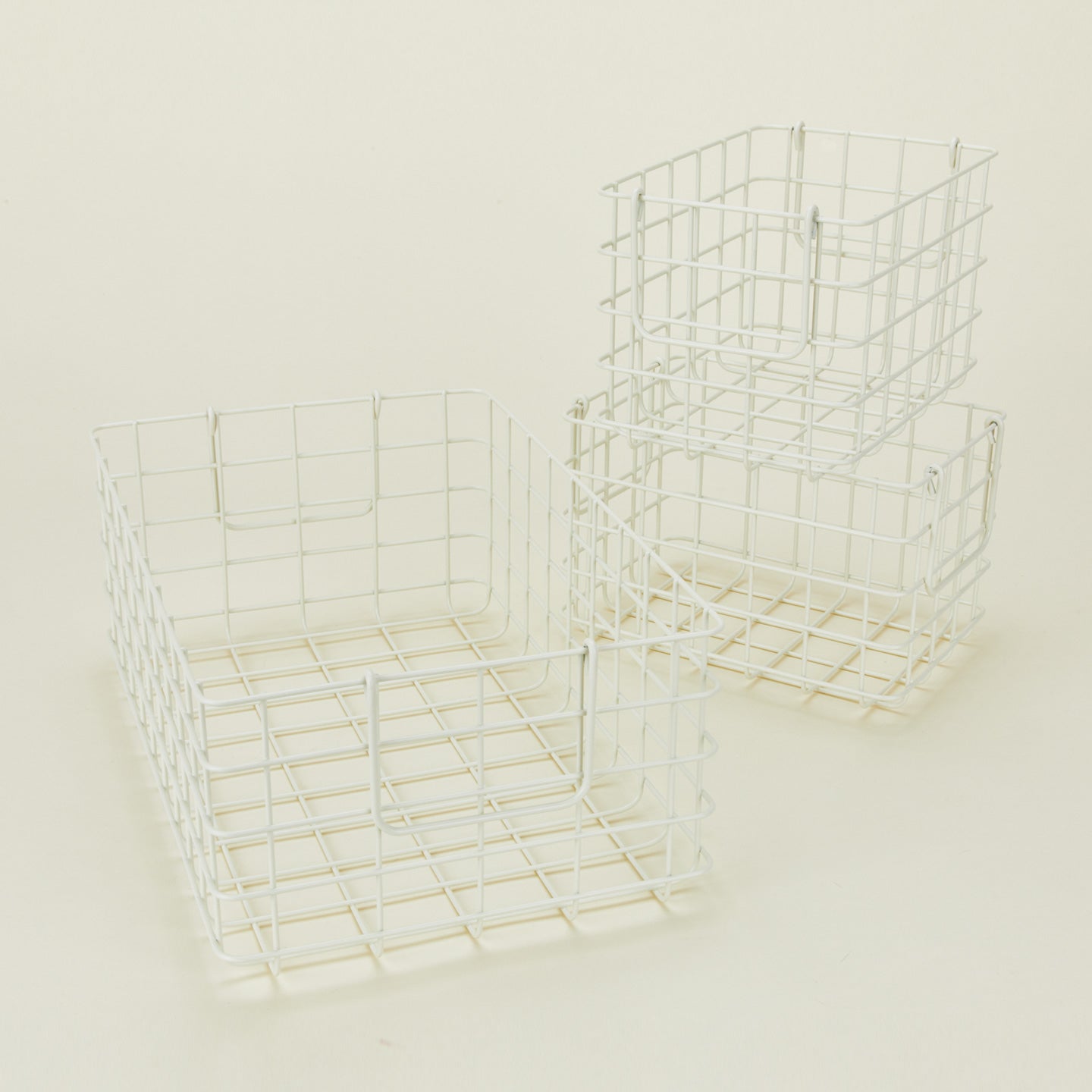 Grid Basket, Set of 3 - Chalk