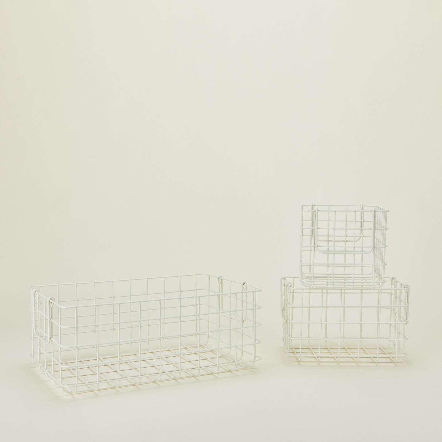 Grid Basket, Set of 3 - Chalk