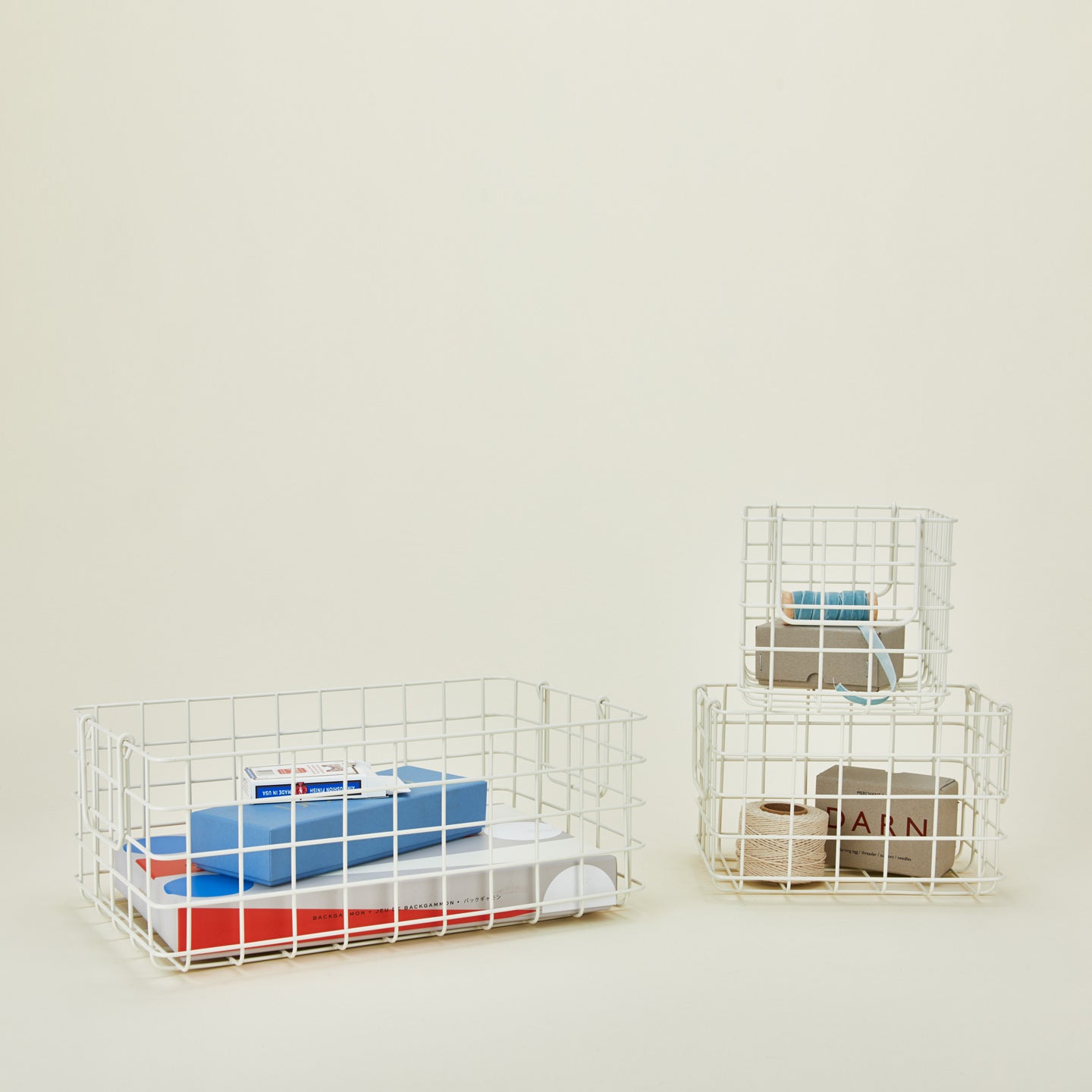Grid Basket, Set of 3 - Chalk
