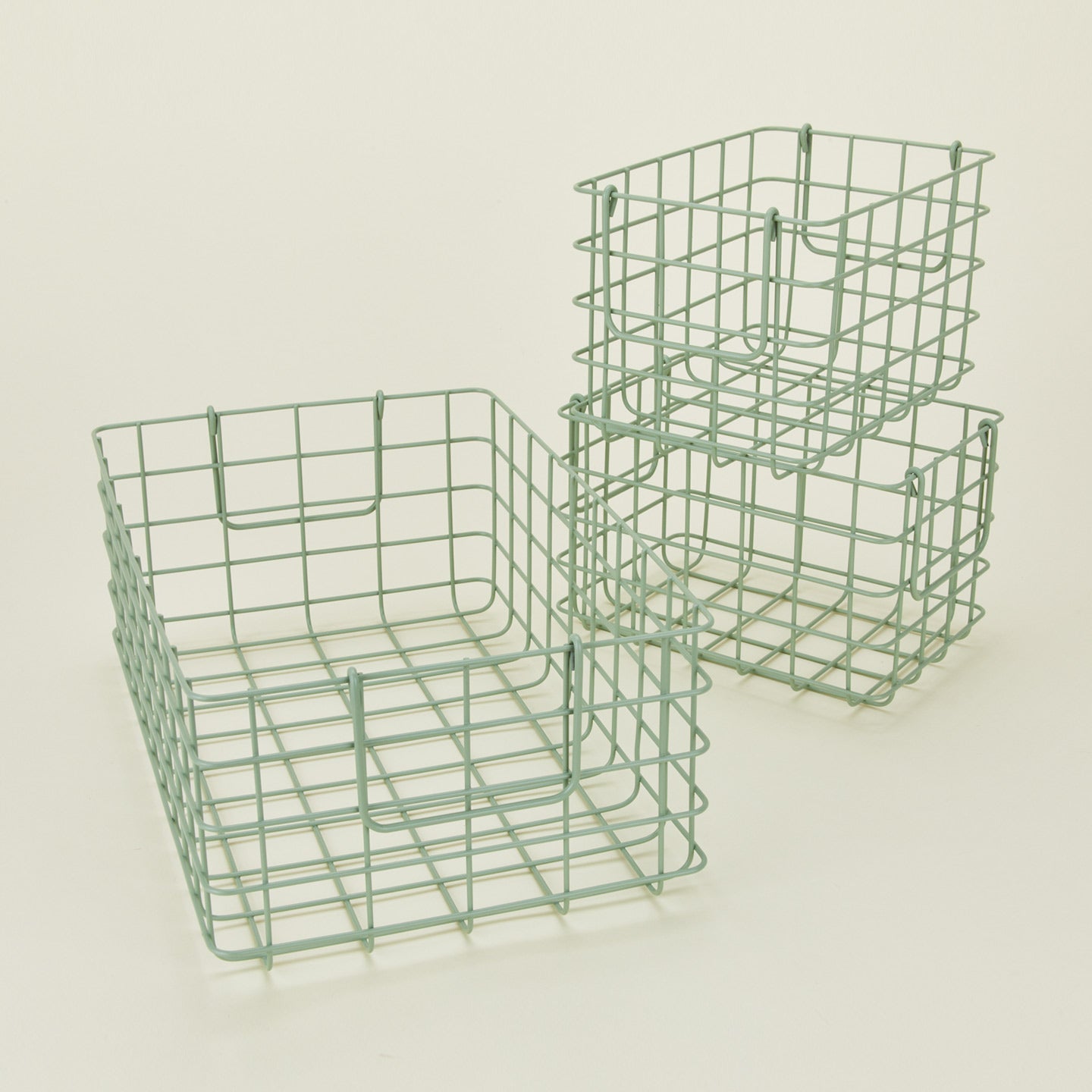 Grid Basket, Set of 3 - Sage