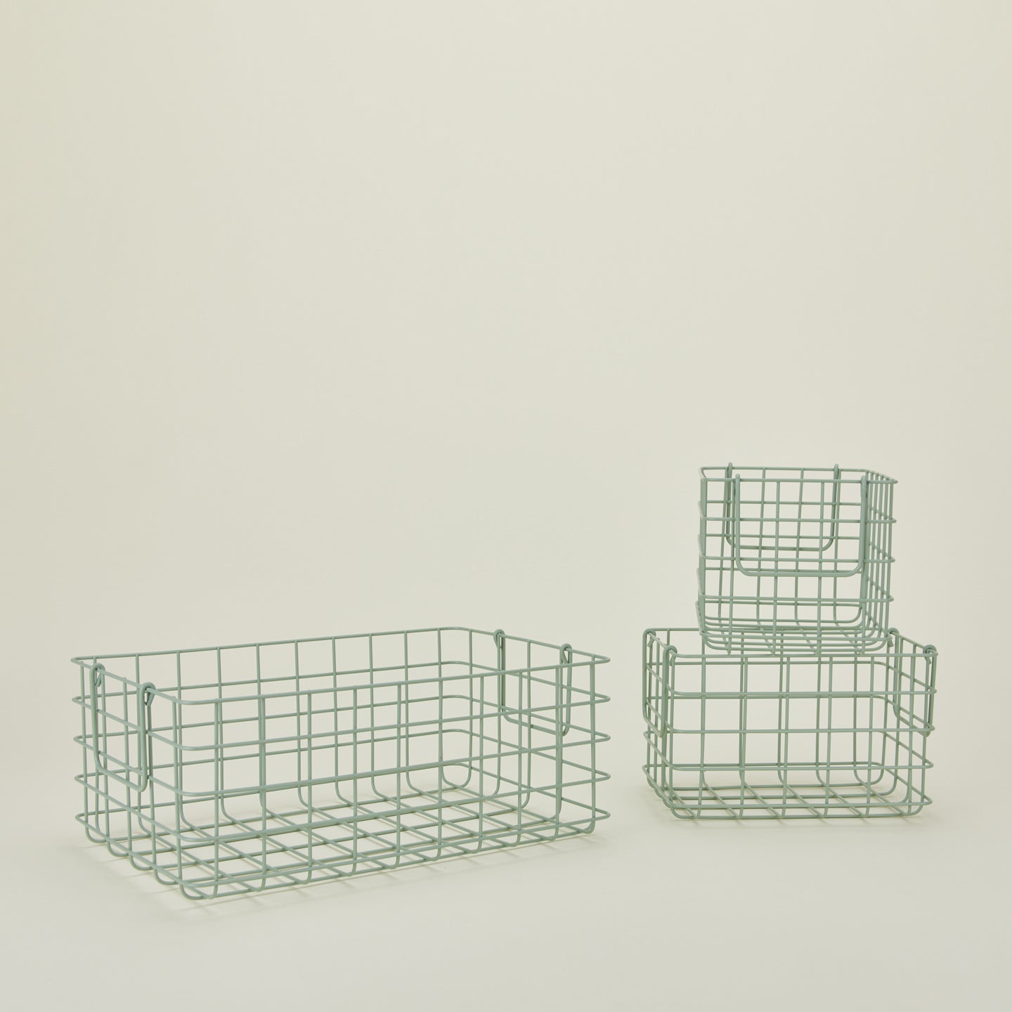 Grid Basket, Set of 3 - Sage