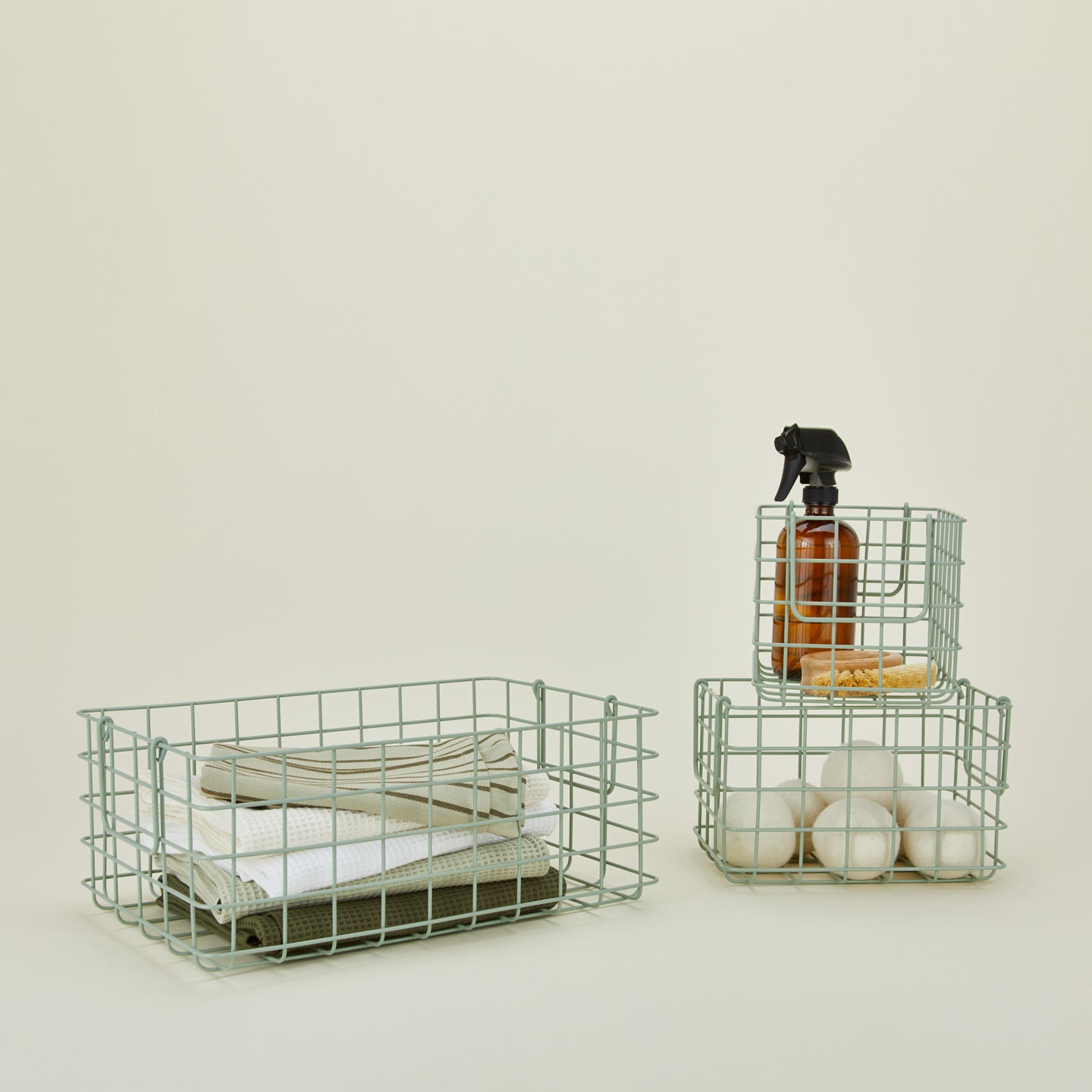 Grid Basket, Set of 3 - Sage